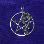 Pentagran Dragon Silver Thong Necklace 
